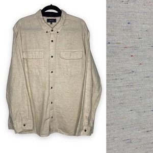 Roark Cream Speckled Button-Down Casual Shirt